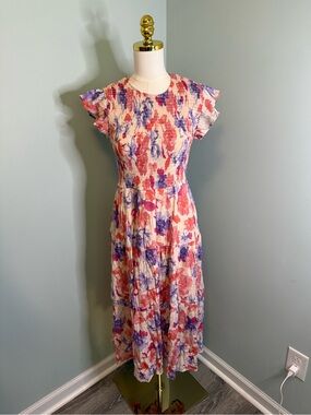 Sweet Wanderer Floral Smocked Tiered Maxi Dress - Large